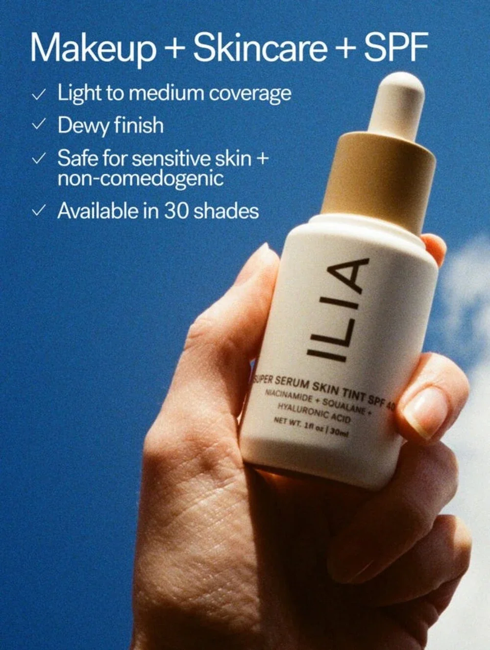 Super Serum Skin Tint Mineral SPF 40 Shela ST8 Hydrating Dewy Light/Med Coverage